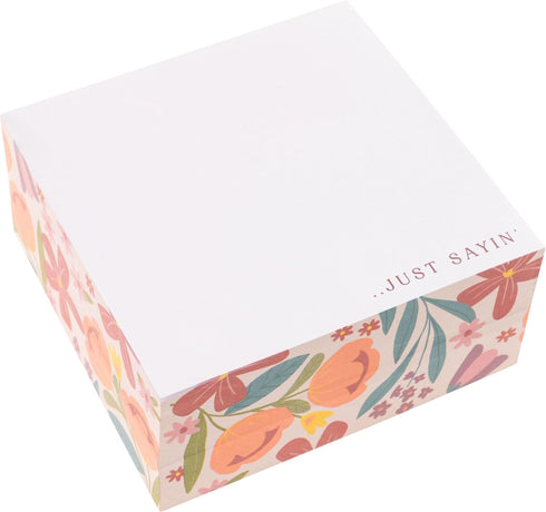 Karma Block Notepad, 500 Sheet Memo Paper Cube, Non-Sticky Memo Pad Cube for Office and Home, Sunset Floral