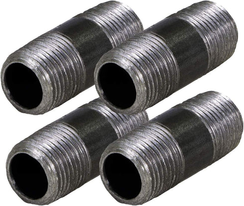 Everflow Supplies NPBL1215-4, Steel Nipple Pipe, 1/2" x 1-1/2" Black, Pack of 4 for Vintage DIY Furniture