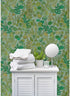 Commercial 1900S Grade Wallpaper Swatch - Green Leaves Mint Plants Gardening Peas Herbs Nasturtium Gardener Rosemary
