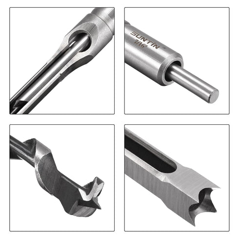uxcell 7/16" x 210mm Square Hole Drill Bits for Wood, Mortising Chisel Bit Auger Spur Cutter Tool