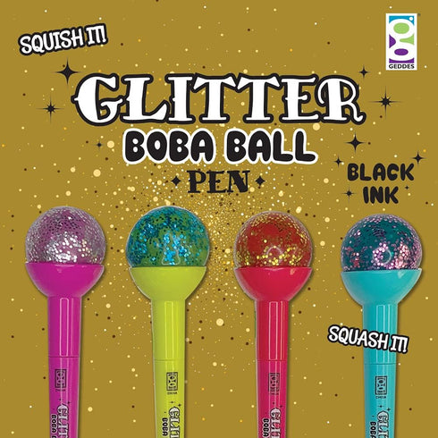Raymond Geddes Glitter Boba Squishy Top Pen (Pack of 12)