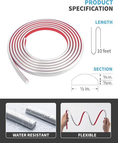 Art3d 10 Ft Peel and Stick Trim for Backsplash Tile Edge, Self-Adhesive Liner for Corner Decor in Silver by Art3d