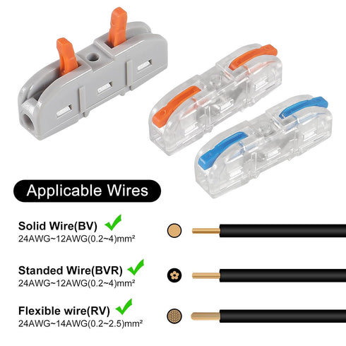 AITRIP 30pcs 1 Conductor Compact Wire Connectors, DIY Inline Electrical Connectors, Quick Connect Wire Terminals