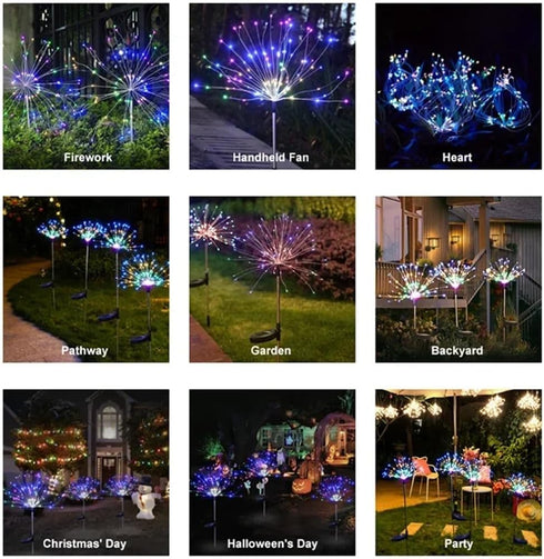 XIHAMA Solar Garden Lights 2 Pack, Fairy Firework Lights for Outdoor Yard Planter Pathway Patio Party Wedding