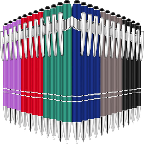 Leinuosen 48 Pcs Stylus Pens for Touch Screens, 2 in 1 Ballpoint Pen with Stylus Tip, Mixed Colors