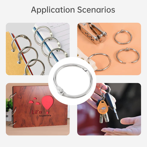 Smgda 30 Pack 1 Inch, Loose Leaf Binder Rings Office Metal Book Rings, for Index Cards, Rings for Flash Cards, Index