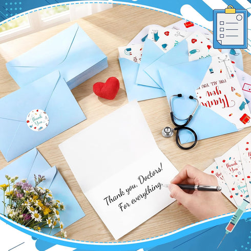 LemonSecret 60 Set CNA Week Thank You Cards with Envelope Sticker Nurse Appreciation Cards Gift Bulk for Lab Nurses