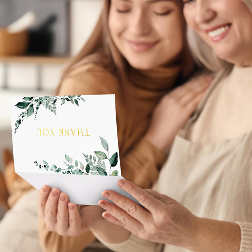 Set 30 ZICOTO Beautiful Thank You Card - Elegant Blank Cards with Envelopes & Stickers - Ideal for Weddings, Business