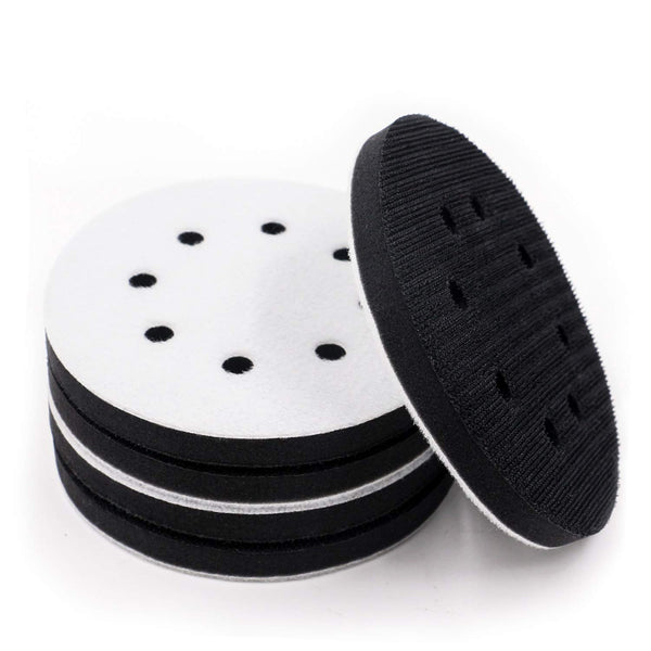 5 Pack 5 Inch 8 Holes Hook and Loop Soft Density Interface Pads - 5" Sponge Cushion Buffer Backing