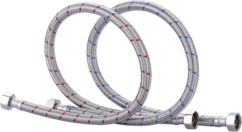 36 Inch Faucet Hose, 1/2 to 1/2 , Braided Stainless Steel cUPC Supply Lines, 1 Pair