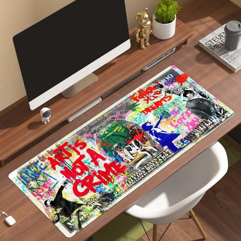 JUST BREATHE Large Mouse Pad, Cool Graffiti Street Art Extended Gaming Mousepad XXL 35"x15.7"