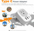 2 Pack 3 (1 European Travel Plug Adapter, TESSAN US to Europe Plug Adapter with USB Ports USB C), Type C Power Outlet