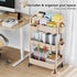 Osivaex 3 Beige Tier Rolling Cart Metal on Wheels, Three Tiered Storage Organizer Utility Trolley with Wheels for Art