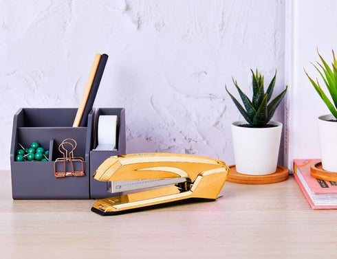 Bostitch Office Ascend 3 in 1 Stapler Integrated Remover & Staple Storage, 420 Staples Included, 20 Sheet Capacity, Lightweight, Gold Chrome by Bostitch