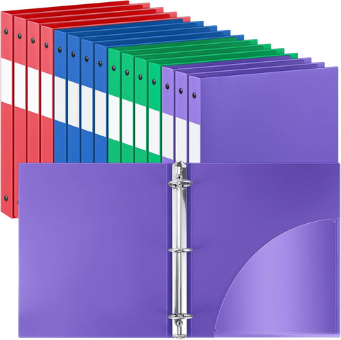 Henoyso 16 Pcs 1/2 Inch 3 Ring Plastic Binder, Flexible Binders Hold up to 8.5" x 11" Paper, Back to School Supply
