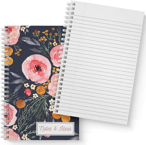 Mountain Floral 2-Pack Spiral Notebook Set, 120 College Ruled and Checklist Paper, 5.5" x 8.5"