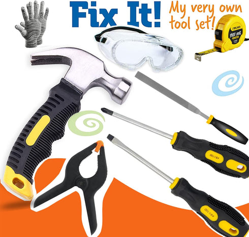 QeeHeng Set 25Pcs Hammer,Kids Set Kids Real Tool for Young Builders,Children Size Real Hand Tools Educational Tool Belt