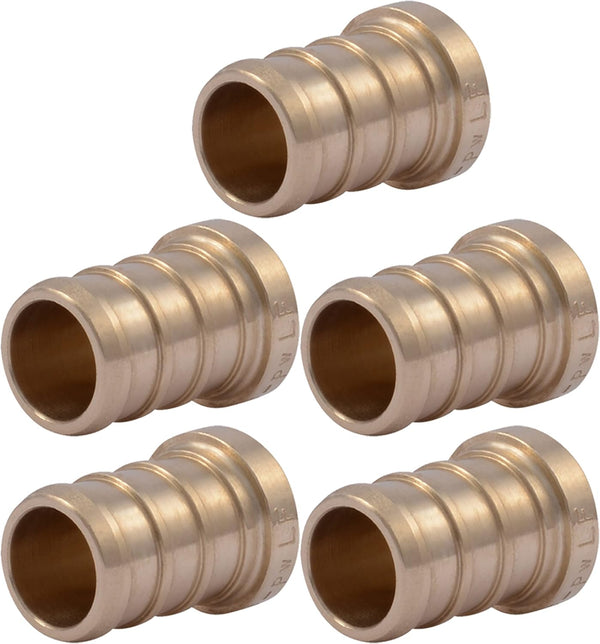 SharkBite 1/2 Inch Crimp Plug, Pack of 5, Brass Plumbing Fitting for PEX Pipe