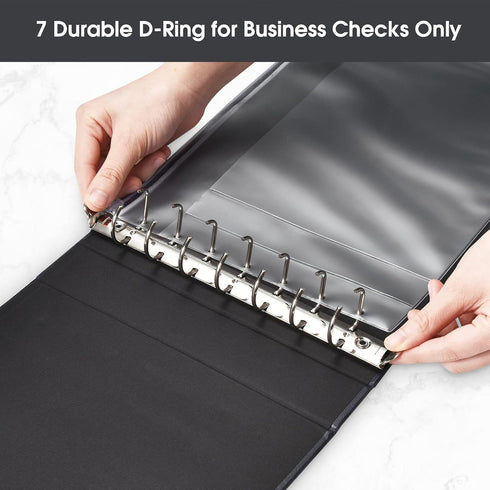 Pacific Mailer 7 Ring Check Binder, Dark Blue, 3-On-A-Page Holder, 500 Checks Capacity
