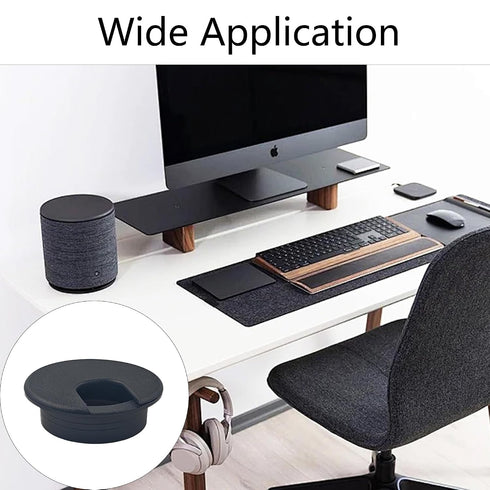 PDETVEO 5PCS 2 Inch Grommet, Desk Cable Black Wire Management Hole Cover, Plastic Cord Organizer for Computer Desk