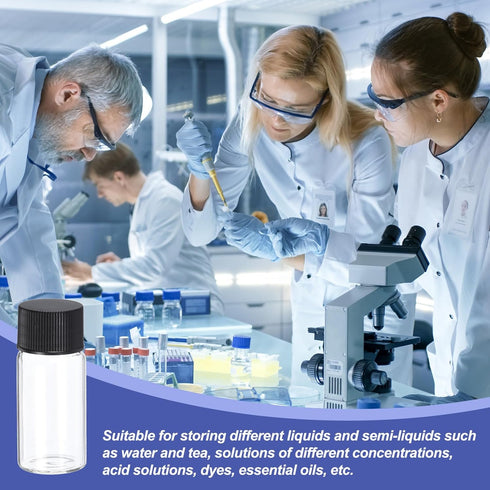 PATIKIL 10ml Clear Glass Vials, 12 Pack Sample Vials with Screw Cap, Leak-Proof Liquid Sample Glass Vials
