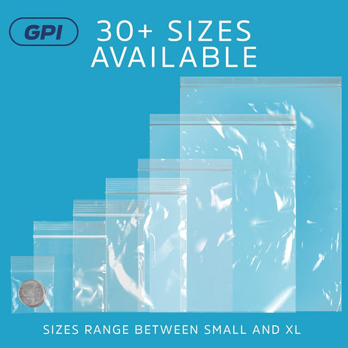 Clear Plastic Reclosable Zip Bags, Bulk GPI Pack of 200, 3" x 4" Strong & Durable Poly Baggies