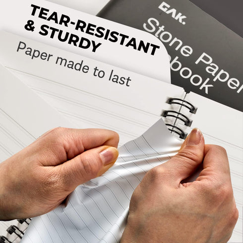 Stone Paper Waterproof Spiral Notebook, Eco-Friendly 7.20”x10.11”, 50 Sheets, Durable Ruled Green Notepad