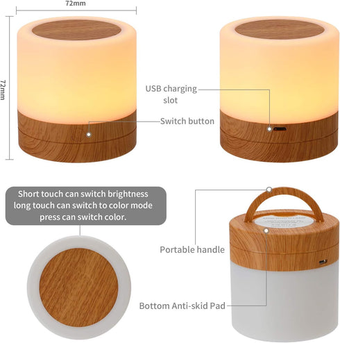 Dimmable Baby Night Light: Eye-Caring Soft Warm White LED Touch Lamp | USB Rechargeable Portable Bedside for Nursery