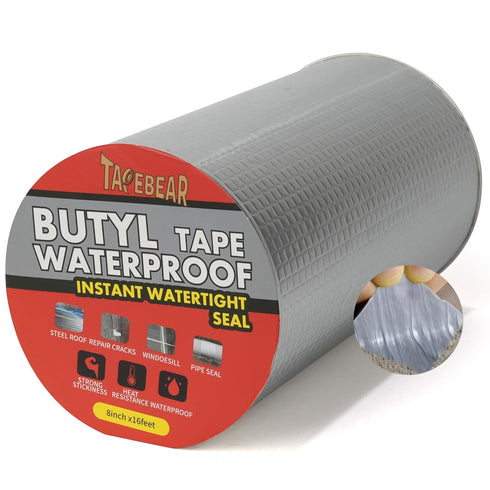 Butyl Tape Waterproof Sealing Tape 8inch x 16feet, Upgraded Aluminum Foil Tape for RV Repair, Awning, Window, Glass &