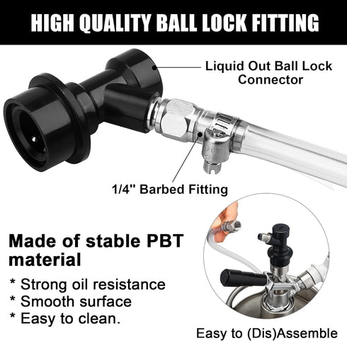 5 3/16" MRbrew FT Ball Lock Beer Line Assembly Kit, Liquid Line with Picnic Tap Faucet PVC Brewing Tubing Ball Lock