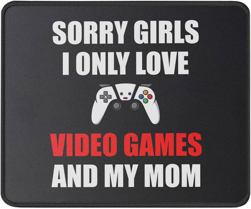 I Love Video Games and Mom Mouse Pad, 9.5 x 7.8 Inch Gaming Mat, Funny Gifts Idea for Boys Teens - Valentines Day
