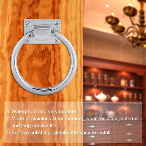 Gsycle (111x56x38mm) Stainless Steel Drop Pull Handle, Shiny Silver Chair Back Ring Pull with Screws for Cabinet, Door