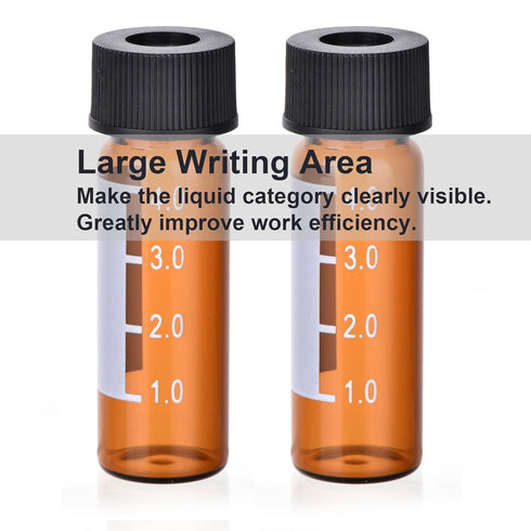 ESHATO 4ML Autosampler Vial, 100 Pack HPLC/GC Amber Vials with Screw Cap, Writing Patch, White PTFE and Silicone Septa