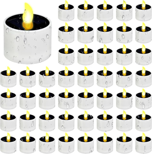 30 Pcs Solar Power Tea Lights Reusable Flameless Candle 2.3 x 2