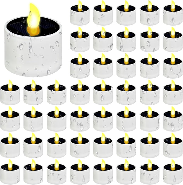 30 Pcs Solar Power Tea Lights Reusable Flameless Candle 2.3 x 2