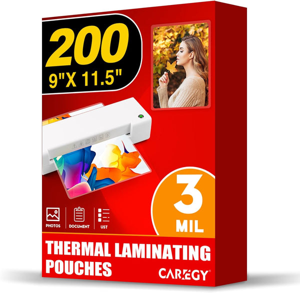 CAREGY Thermal Laminating Pouches, 200 Pack, 3 Mil, Clear, Letter Size