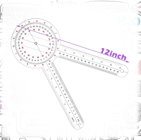 12 Inch Goniometer Transparent Orthopedic Angle Ruler Plastic Goniometer 360 Degree for Body Measuring Tape Goniometer Protractor Ruler (6 Pieces)