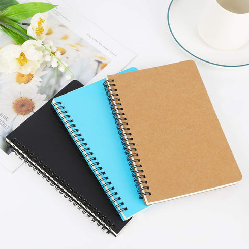 EUSOAR Hardcover College Ruled Spiral Notebooks, A5 3 Packs, 5.5"x8.3" 120 Pages Lined Travel Writing Notebooks