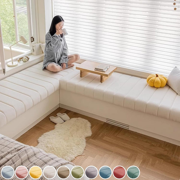 Custom Window Seat Cushions Indoor,Anti-cat Scratch Circle Fleece Bench Cushions for Indoor