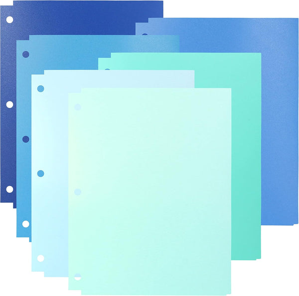 Youngever 6 Pack Heavy Duty Plastic Folders - Two Pocket Binder Dividers with 3 Hole Punch Notches