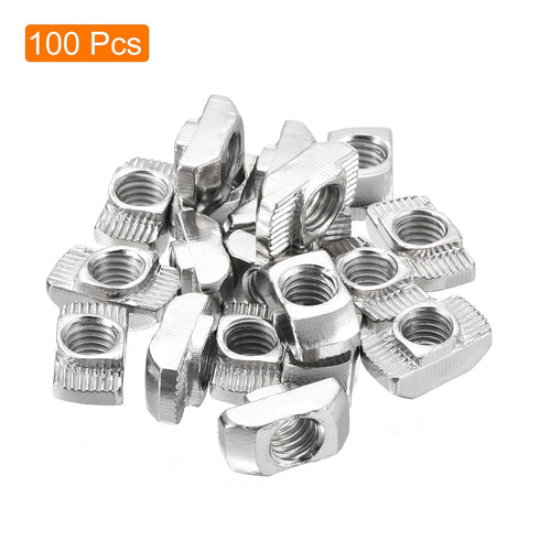 uxcell 100Pcs M8 T Nut Sliding T Slot Fastener, Carbon Steel Nickel Plated Half Round Roll for 4040 Series Accessories