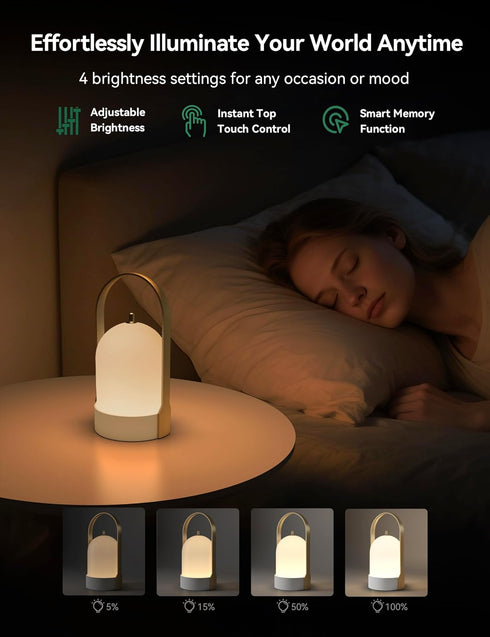 4000mAh 4-Level Dimmable Tubicen Outdoor Table Lamp Waterproof Portable Camping Lantern Brass Battery Rechargeable Lamp