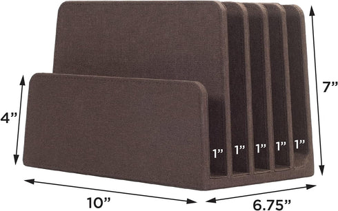 MobileVision Executive Dark Brown Desktop File Folder Organizer, 5 Slot Dividers and Paper Tray