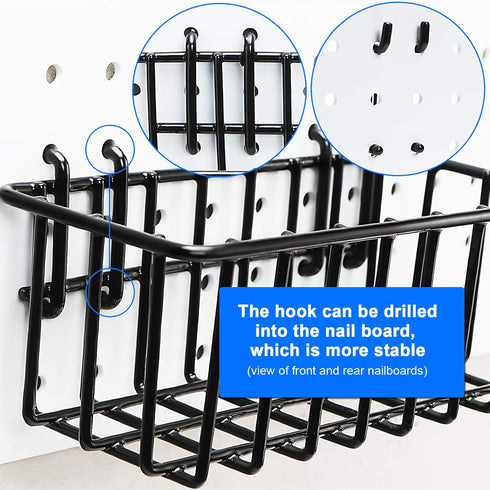 Pegboard Baskets Accessories for Storing Items Not Easy to Hang on Pegboard - 4 Pcs (Black Light-Duty)