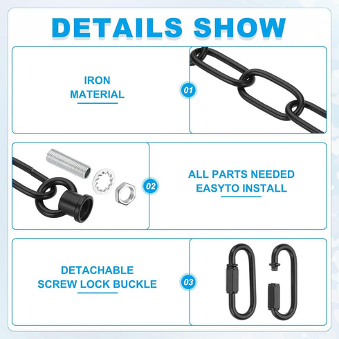 10 2 Set 110 lbs PATIKIL ft Light Fixture Chain, Lighting Chain Metal Looping Link with Quick Link Screw Lock