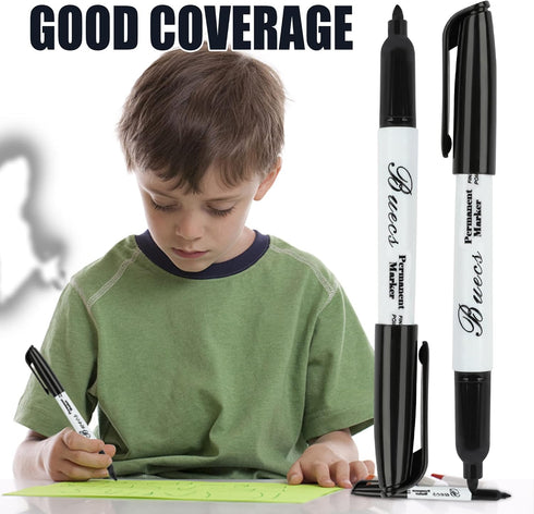 Permanent Markers, 80 Count Black Fine Point, Waterproof & Smear Proof Markers, Quick Drying Office Supplies for Home