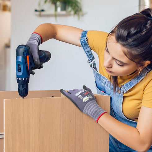KAYGO Work Gloves, MicroFoam Nitrile Coated KG19NB, Seamless Knit Nylon Safety Gloves for General Purpose