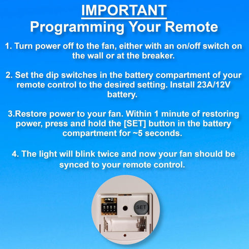 Comfort Direct RH787T TR29 / Fan Remote Control For DC Ceiling Fans