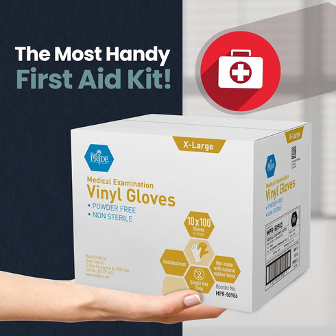 MED PRIDE Medical Vinyl Examination Gloves, X-Large, 1000-Count, Latex & Rubber Free, Clear Disposable Powder-Free