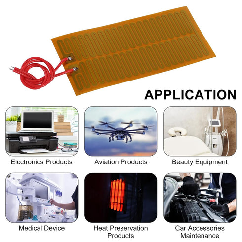 15pcs 45mmx100mm Film Heater Plate Adhesive Pad, PI Heating Elements Film 24V 30W Strip Heater